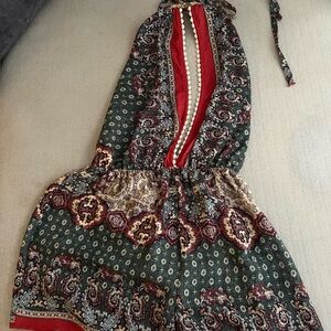 Audrey 3+1 Green and Red Backless Dress